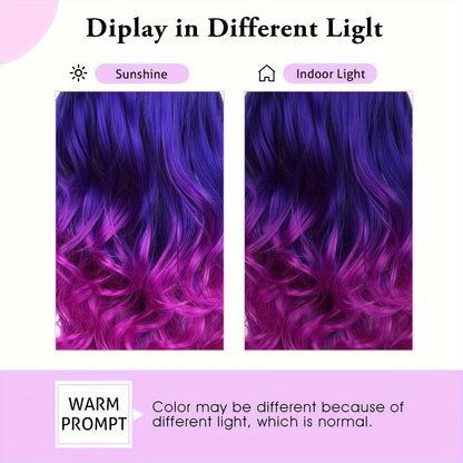 Crown & Glory Wigs  Elegant Ombre Purple Wig for Women - Long, Heat-Resistant Synthetic Hair with Dark Roots, Natural Look Body Wave Style (Black to Blue to Purple), 3 Tone, Colored Wigs, 1B, Elegant Style