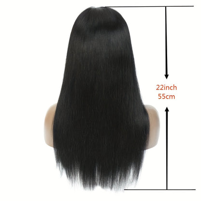 Crown & Glory Wigs   Silky Brazilian Virgin Straight Human Hair Wigs with Bangs 150% Density None Lace Front Wigs Glueless Machine Made Wigs for Women Natural Color