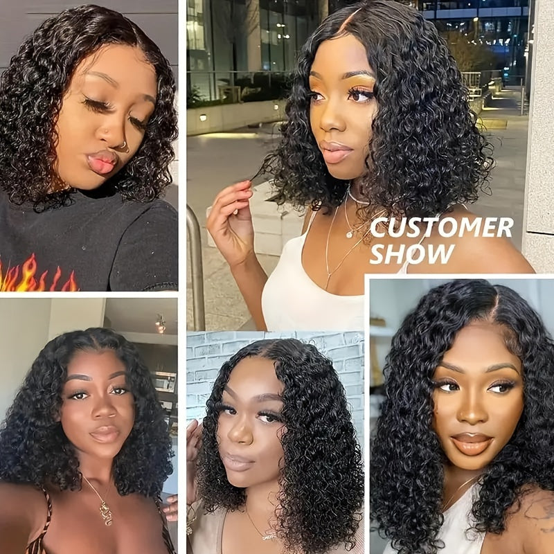 Crown & Glory Wigs   1PCS/2PCS Reusable Short Bob Wigs, Deep Curly Lace Front Wigs, Short Bob Wigs Deep Rose Net Wigs 14 Inches Short Curly Bob Wig High Temperature Wire Glueless Machine Made Wigs, Wave Rose Net Wigs Short Curly Bob Wig Glueless