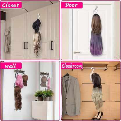 Style & Shine Hair 3pcs Wig Holder, Wig Accessory Storage Rack, Hanging Wig Head