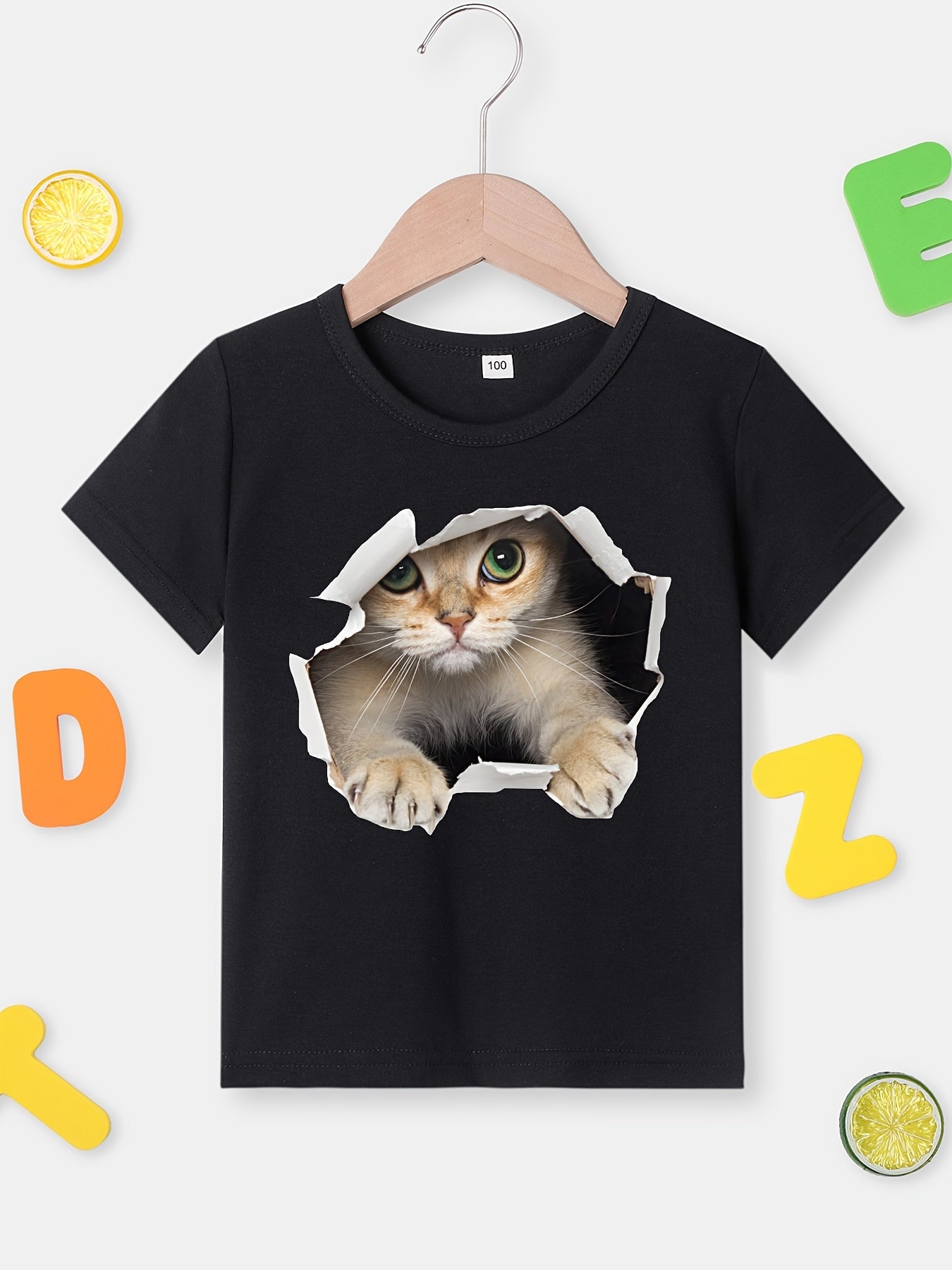 Boy clothing  3D Cat Print Boys' T-Shirt