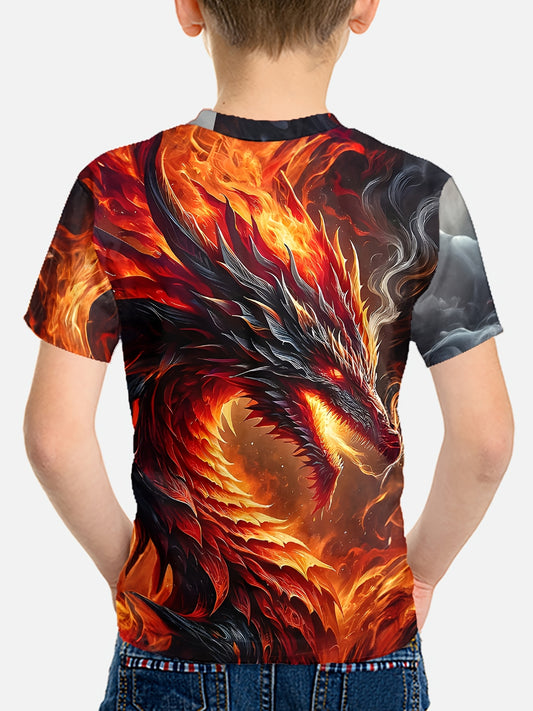 Boy clothing  Boys' 3D Printed Fire Dragon Graphic Tee