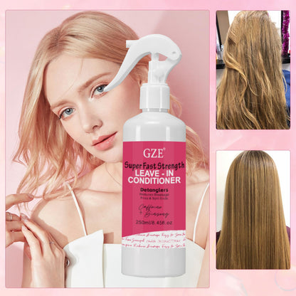 Style & Shine Hair  [Detangling Moisturizing Spray] GZE Super Fast Strength Leave-In Conditioner, 250ml/8.45oz, Caffeine Ginseng, Detangler, Reduces Breakage & Frizz, Heat Resistant, Moisturizing Hydrating Spray for Damaged Curly Hair & Syntheti