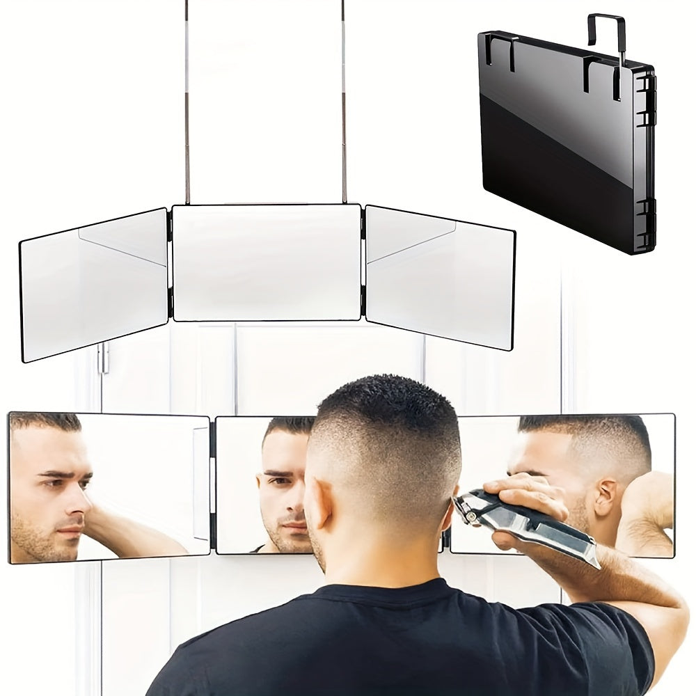 Bathroom  3 Way Mirror Hair Cutting Tri-fold Makeup Mirror Self Haircut Mirror Adjustable Hanger