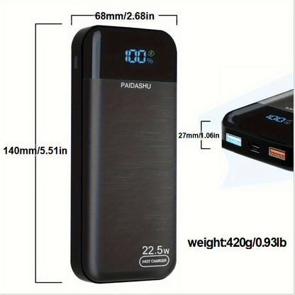 Mobile   PowerBank 27000mAh PD3.0 QC3.0 22.5W Fast Charging PD20W Power Bank USB C Portable Charger With LCD Display 3 Outputs & 2 Inputs