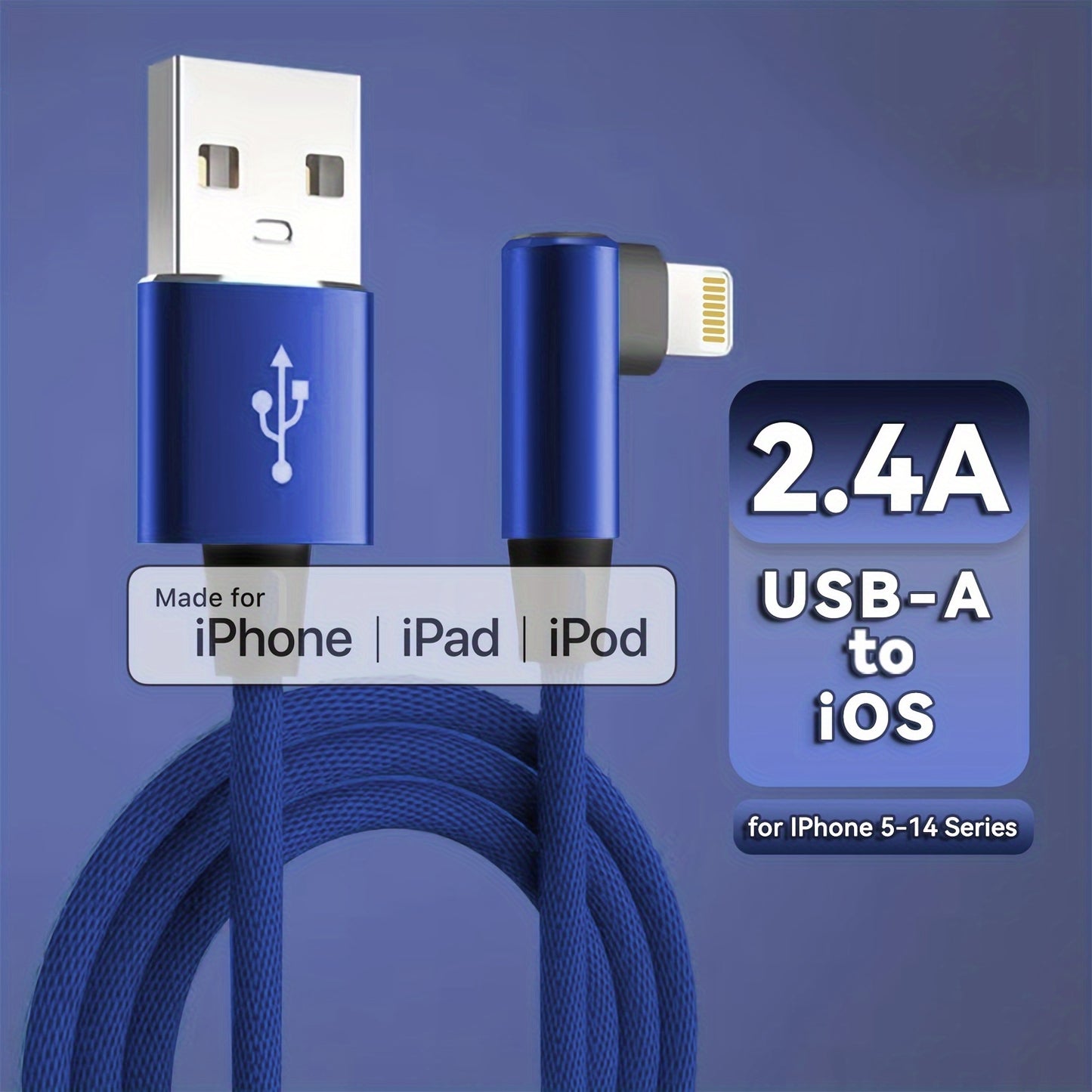 Mobile  90 Degree Right Angle 90 Degree USB-A to iOS Cable