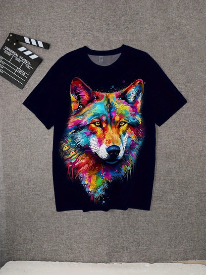 Boy clothing  Animal Boy Colorful Wolf T-shirt Short Sleeve