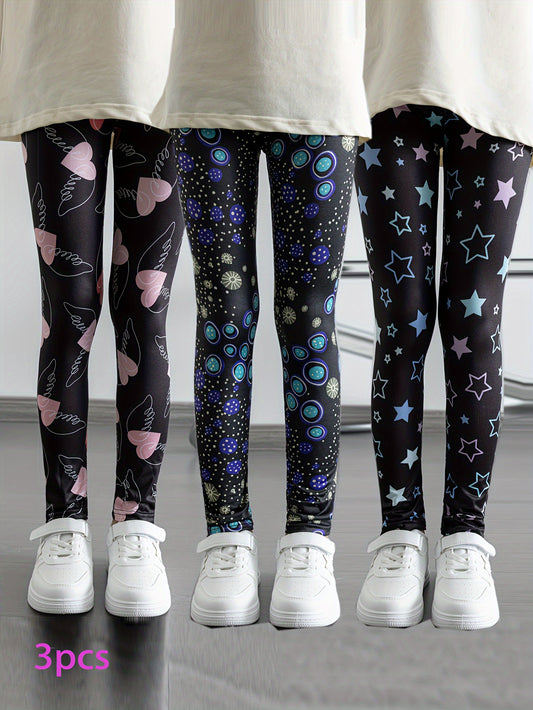 Girl clothing 3pcs Girls' Print Leggings