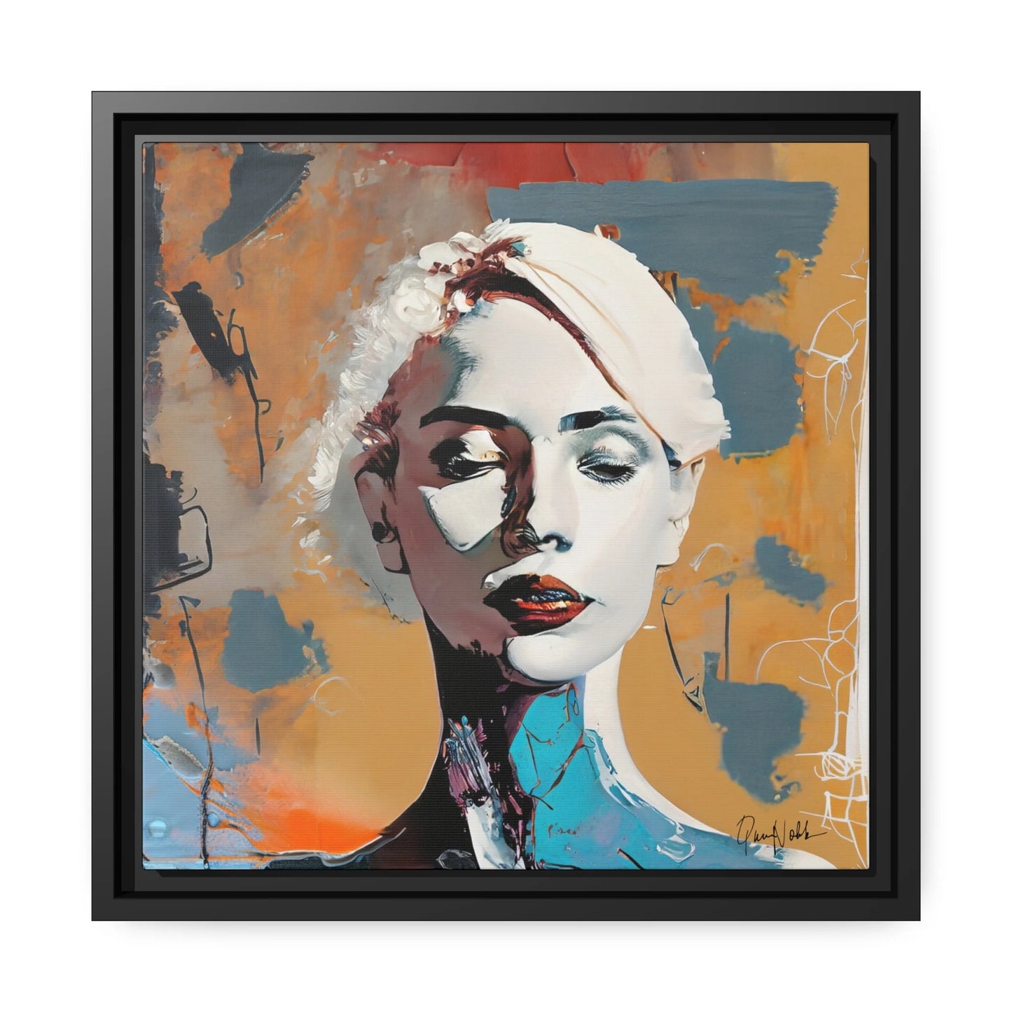 Woman Abstract Portrait - Canvas Wall Art with Frame