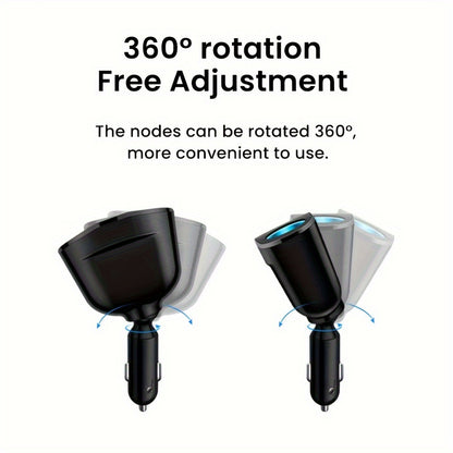 Car ANNJIATUU Dual USB & Type-C Car Charger with Digital Display, , Multifunctional Expansion, Universal Compatibility, Female to Male Connector, Car Plug Power Mode, ≤36V Operating