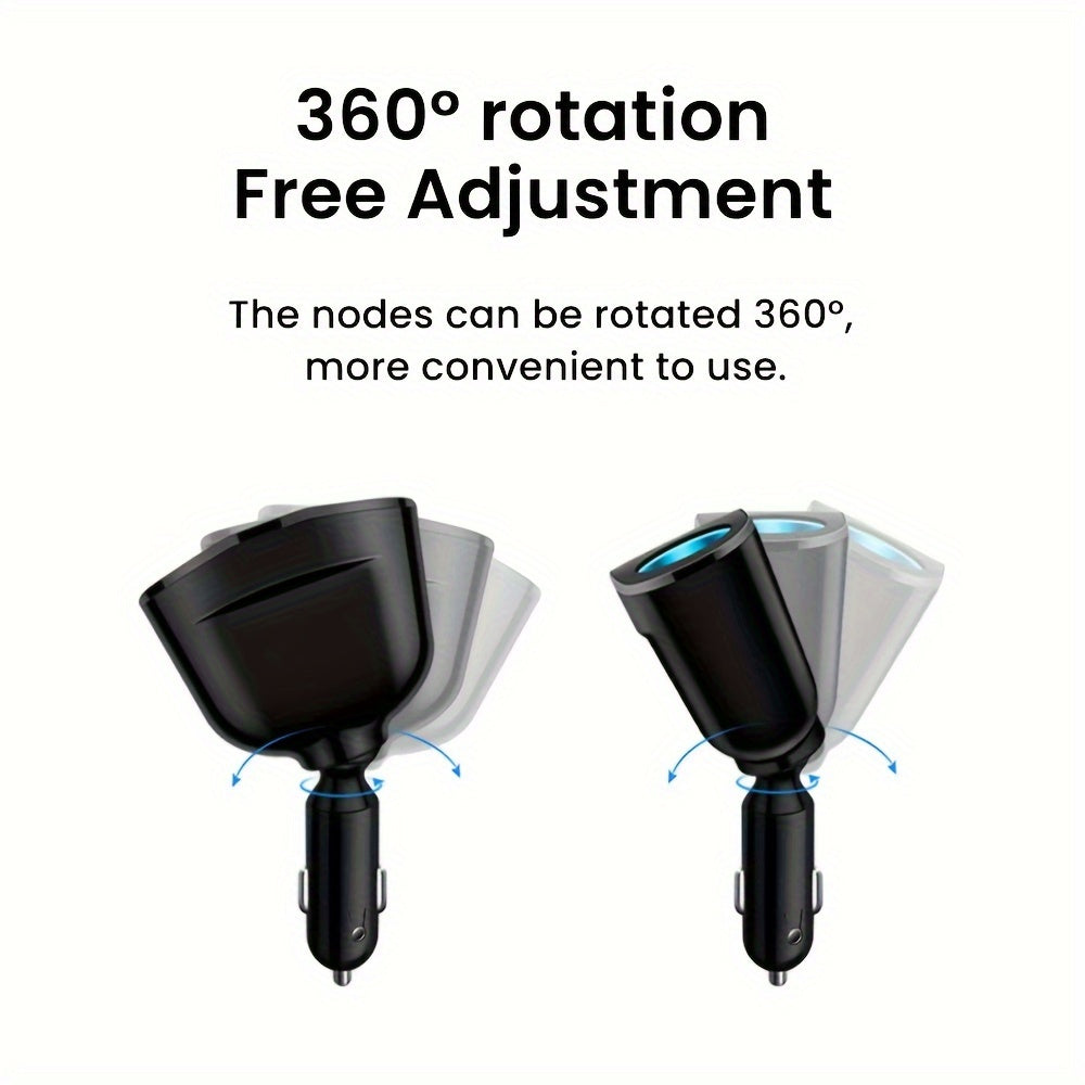 Car  ANNJIATUU Dual USB & Type-C Car Charger with Digital Display, QC3.0 Fast Charging, Multifunctional Expansion, Universal Compatibility, Car Plug Power Mode, ≤36V Operating