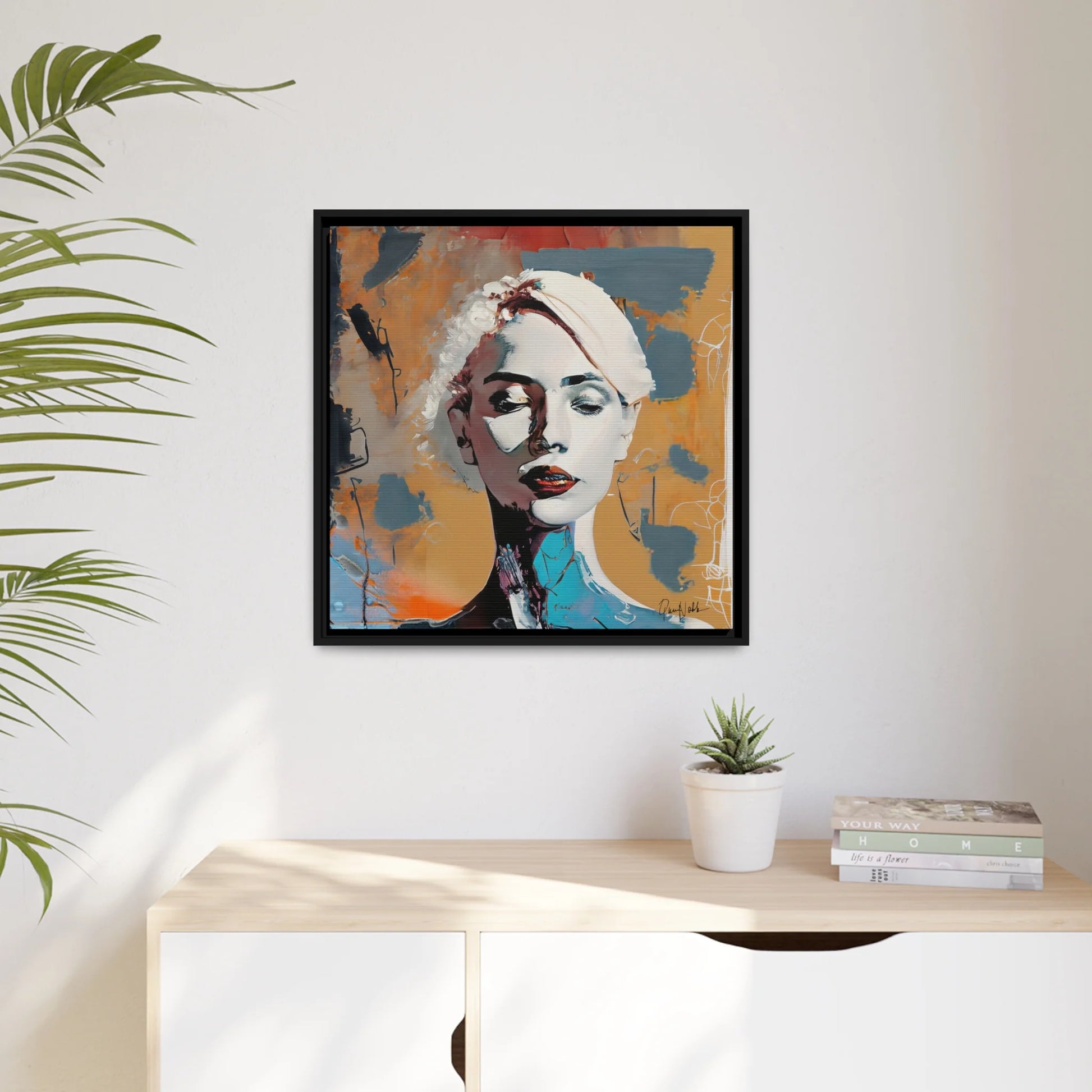 Woman Abstract Portrait - Canvas Wall Art with Frame