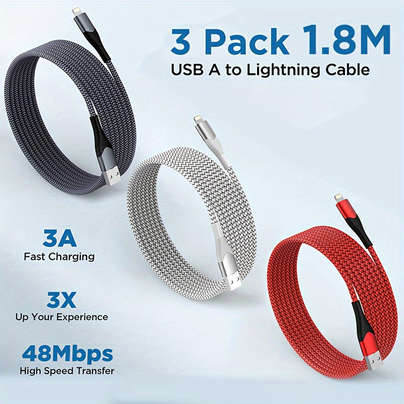 Mobile  3/6pcs for iPhone fast charging cable, 180cm charger data cable