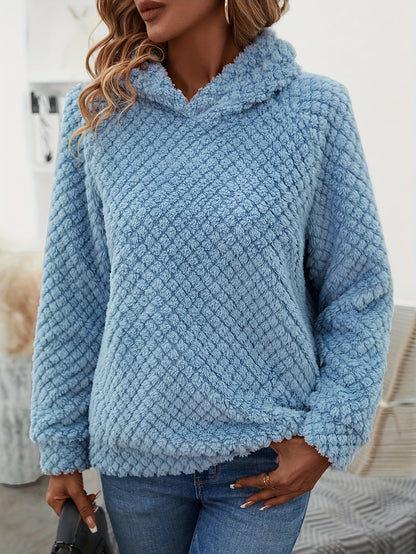 Woman clothing   Cosy & Chic Light Blue Fleece-Lined Hoodie for Women - Casual Long Sleeve, Soft & Comfortable, Machine Washable, Perfect for Fall/Winter