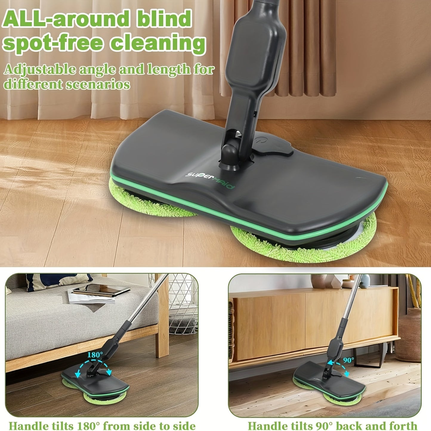 Kitchen   Easy to Use Cordless Electric Mop, Floor Cleaning Electric Scrubber Sweeper Polisher Set