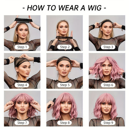 Crown & Glory Wigs  Women's Wig Bob Wig With Bangs Ombre Straight Shoulder Length Synthetic Wig For Women Heat Resistant Wig For Party Daily Wear Charming Wigs