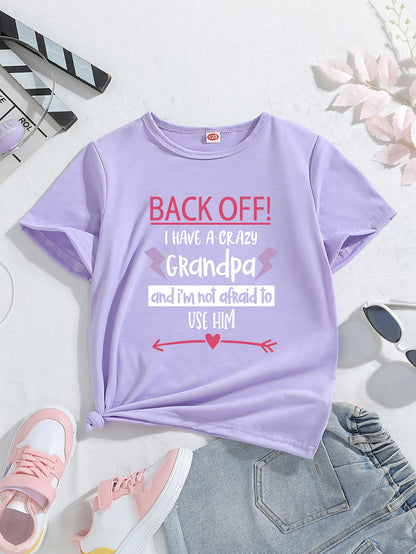 Girl clothing Casual Outings Playful Pink Girls' Slogan T-Shirt