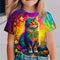 Girl clothing   Colourful 3D Cat Print Youngsters' T-Shirt