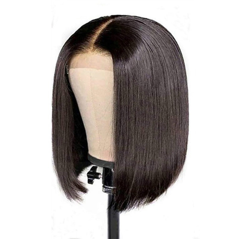 Crown & Glory Wigs Wedding Perfect | Elegant Short Straight Bob Wig with 4x4 Lace Closure - 100% Human Hair, Soft and Comfortable, Ideal for Everyday Style and Special Occasions, Special Occasion Wig | Natural Appearance Wig | Adjustable Fit Wi