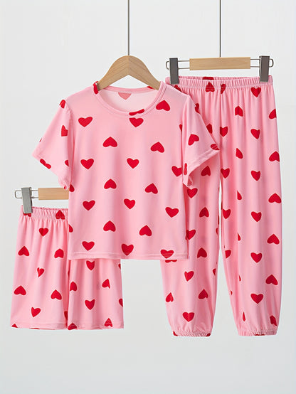 Girl clothing Girls' 3pcs Flame-Resistant Pajama Set