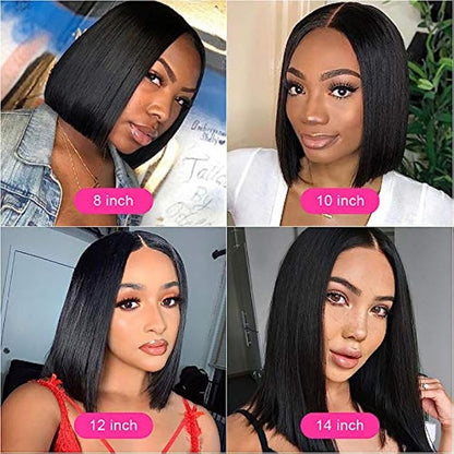 Crown & Glory Wigs Wedding Perfect | Elegant Short Straight Bob Wig with 4x4 Lace Closure - 100% Human Hair, Soft and Comfortable, Ideal for Everyday Style and Special Occasions, Special Occasion Wig | Natural Appearance Wig | Adjustable Fit Wi