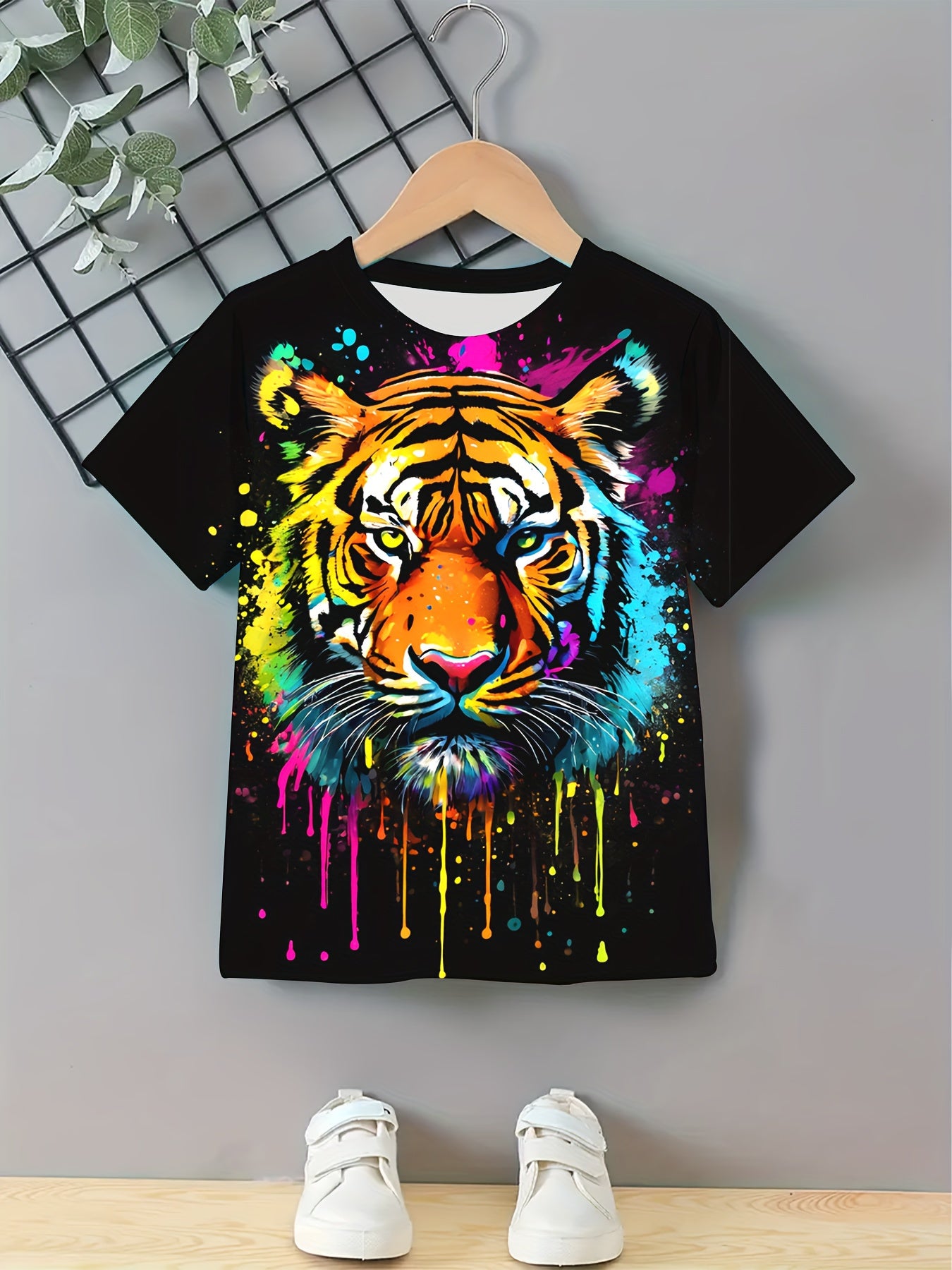 Boy  clothing  Cool Tiger Graffiti 3D Print Casual Tee