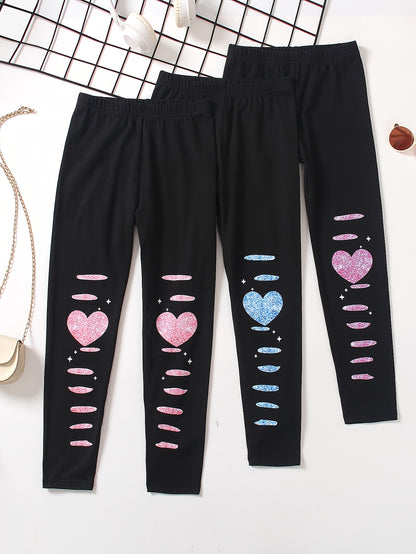 Girl clothing  3pcs Girls Vibrant Butterfly Print Slim Leggings Pants