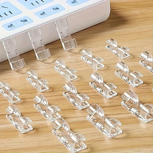 Odds  100pcs Adhesive Cable Clamps, Transparent Wire Brackets for Power Line Management, Plastic Cable Tissue Clamps for Walls And Under Tables