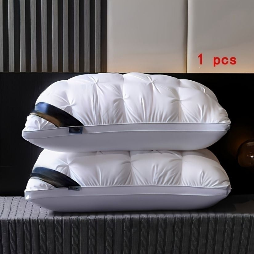 Bedroom   2pcs luxurious hotel quality neck support pillows - hypoallergenic, easy to clean, soft polyester filling, suitable for deep sleep and comfort