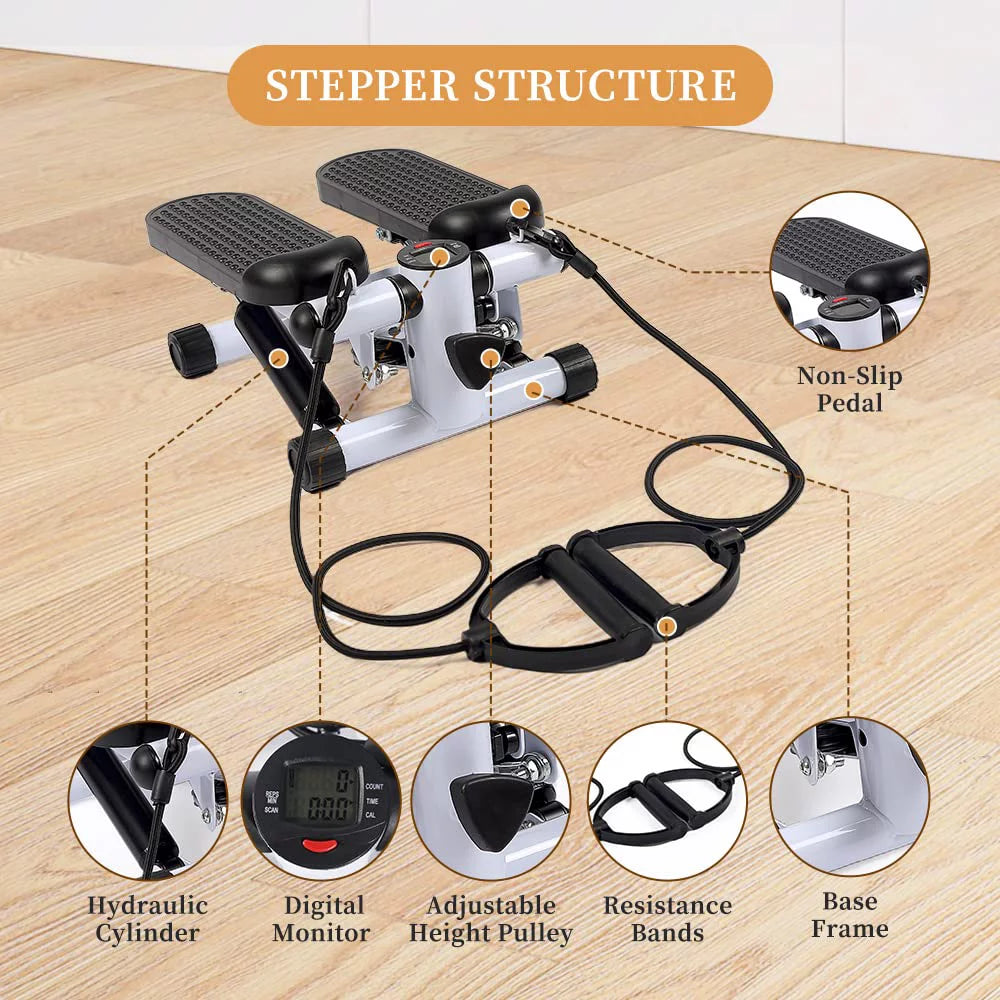 Mini Stepper Machine with Resistance Bands