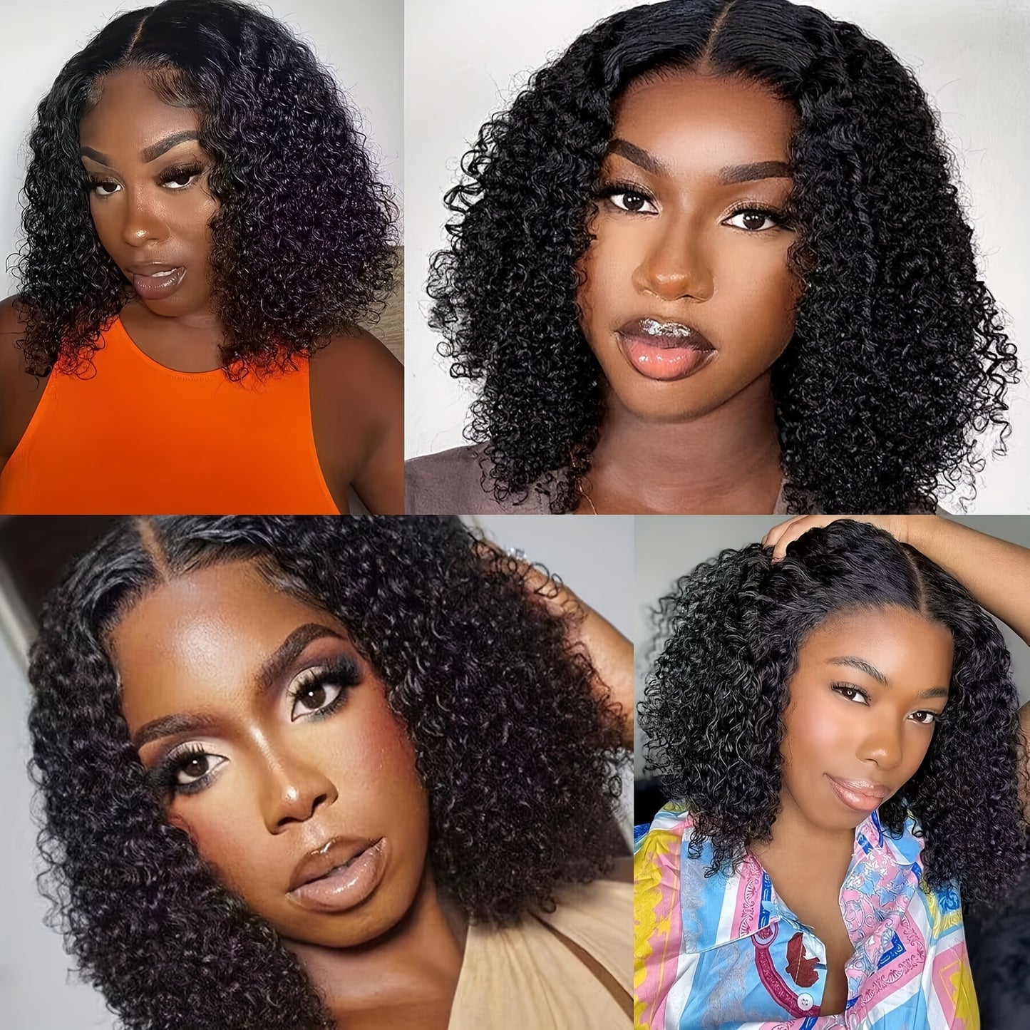 Crown & Glory Wigs  Glue less Wigs Human Hair Pre Plucked Pre Cut Curly Put On And Go None Lace Curly Wig For Women 4x4 HD Lace Closure Wig