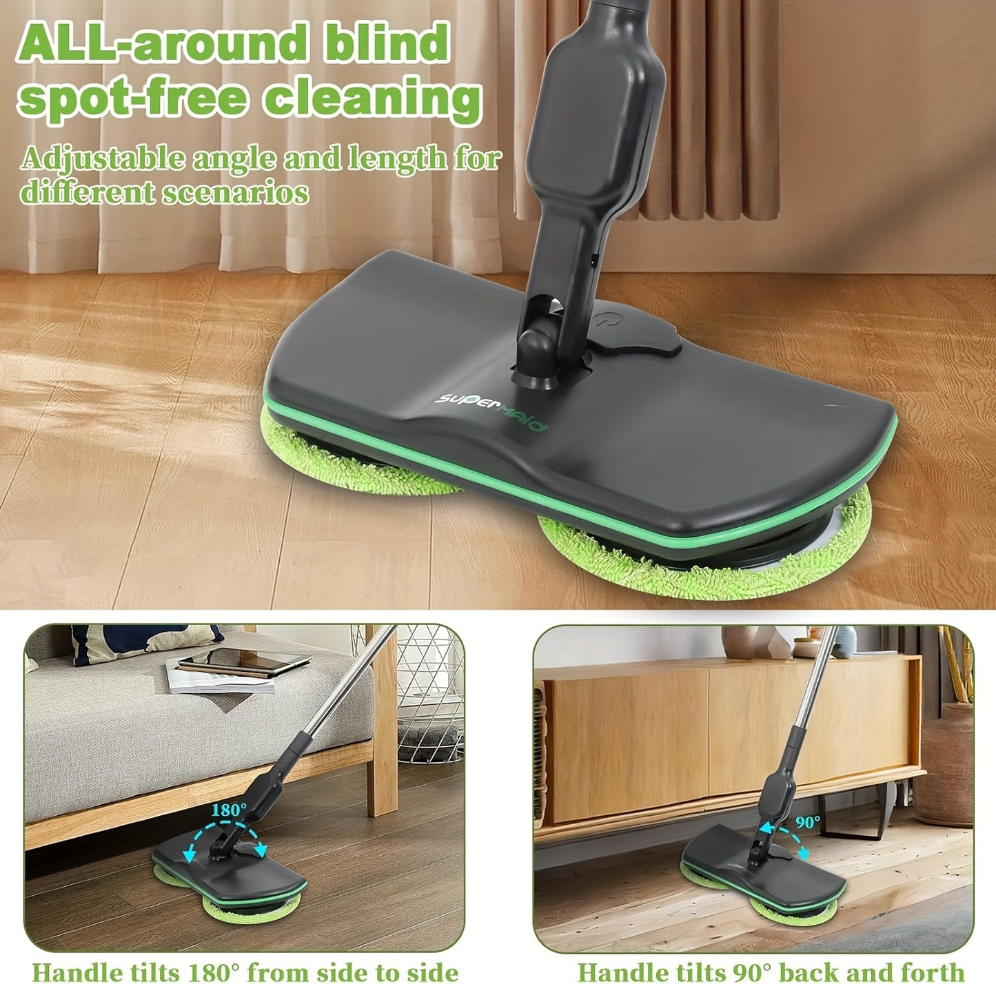 Kitchen   Easy to Use Cordless Electric Mop, Floor Cleaning Electric Scrubber Sweeper Polisher Set