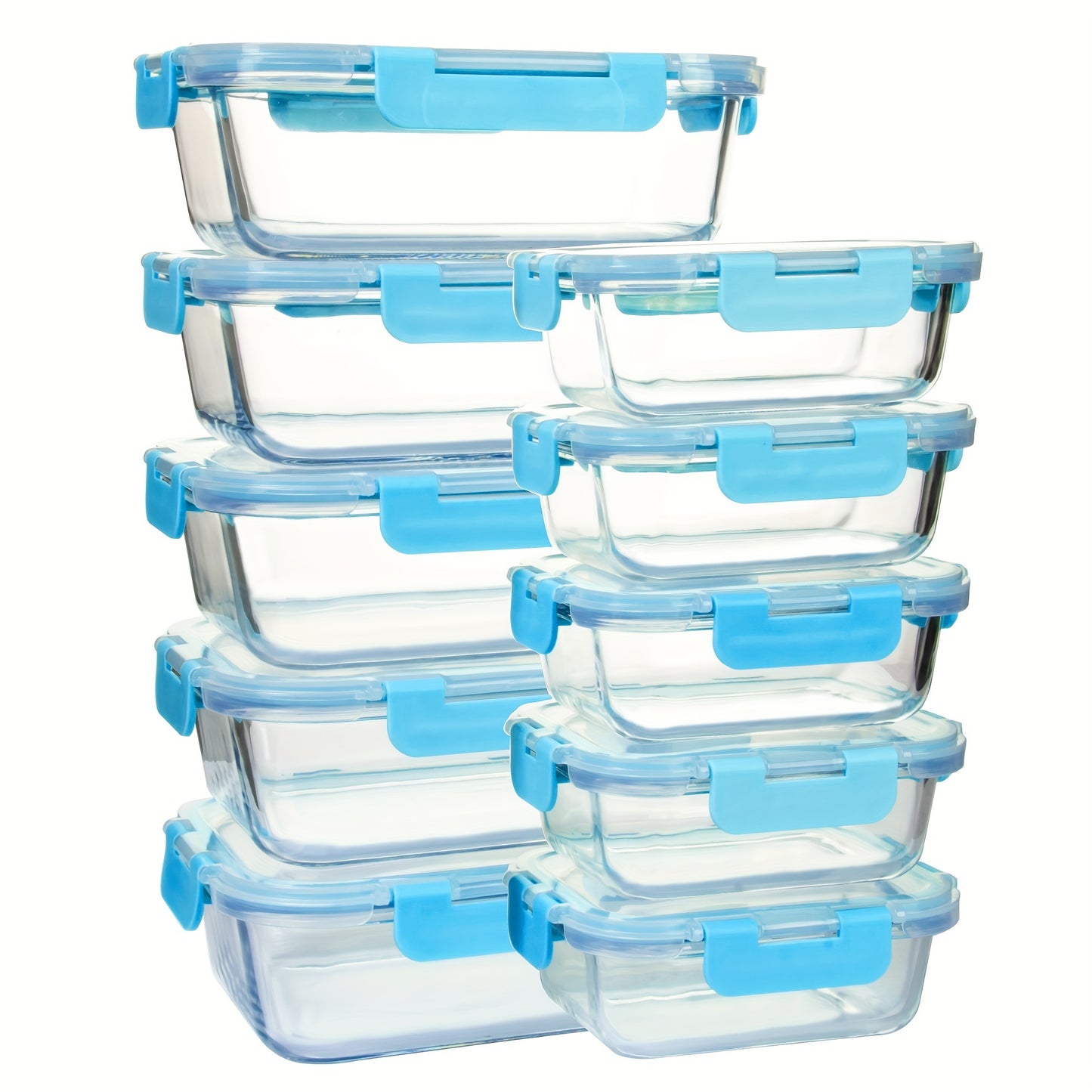 Kitchen  20pcs (10 Containers+10 Lids) Of High Borosilicate Glass Prepared Meal Containers, Food Storage Containers with Airtight And Leak Proof Lids