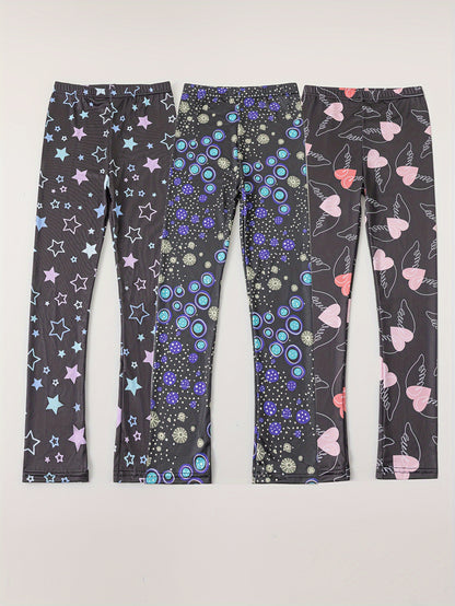 Girl clothing 3pcs Girls' Print Leggings