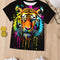 Boy  clothing  Cool Tiger Graffiti 3D Print Casual Tee