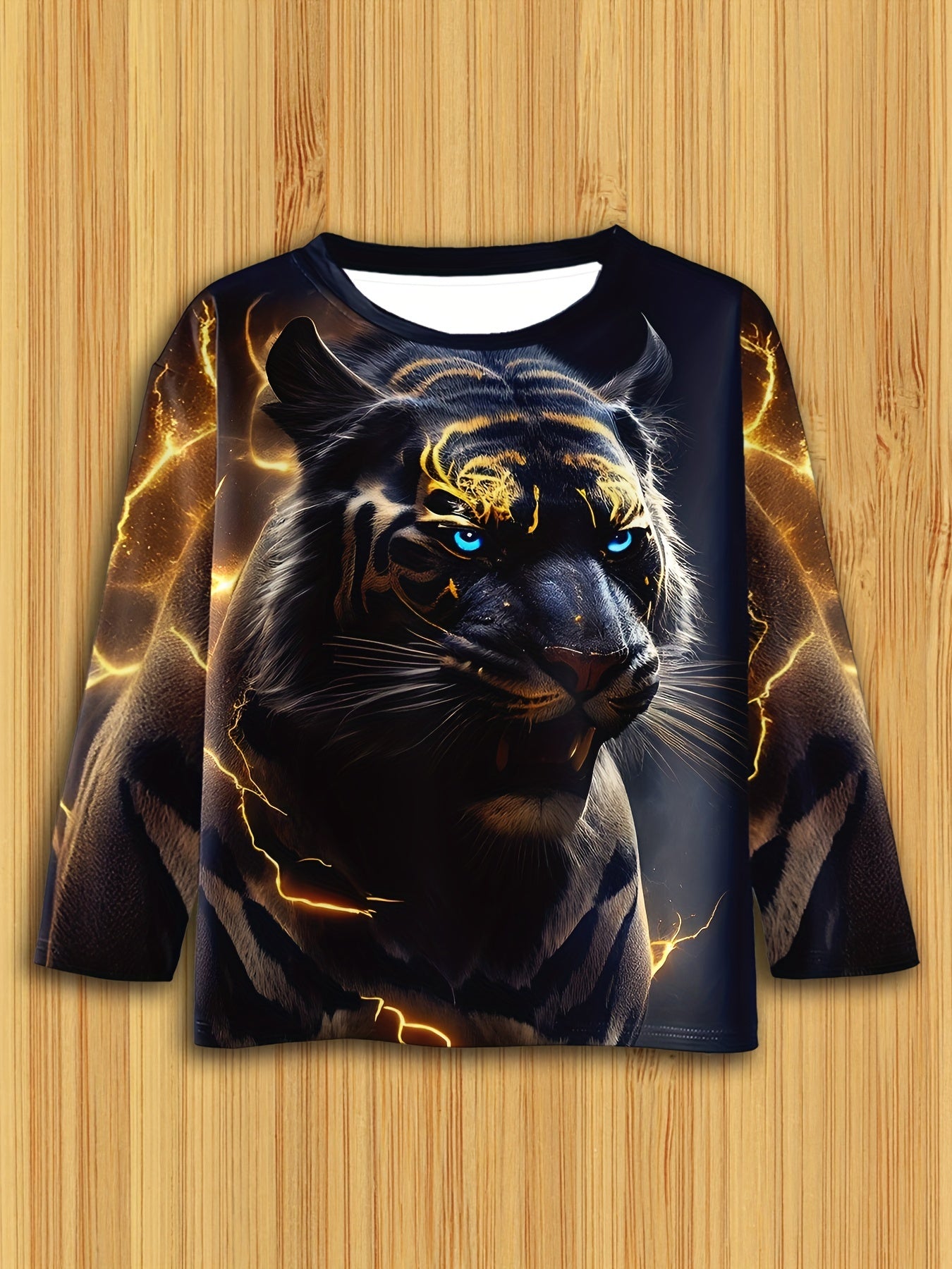 Boy clothing  3D Tiger Print Long Sleeve T-Shirt