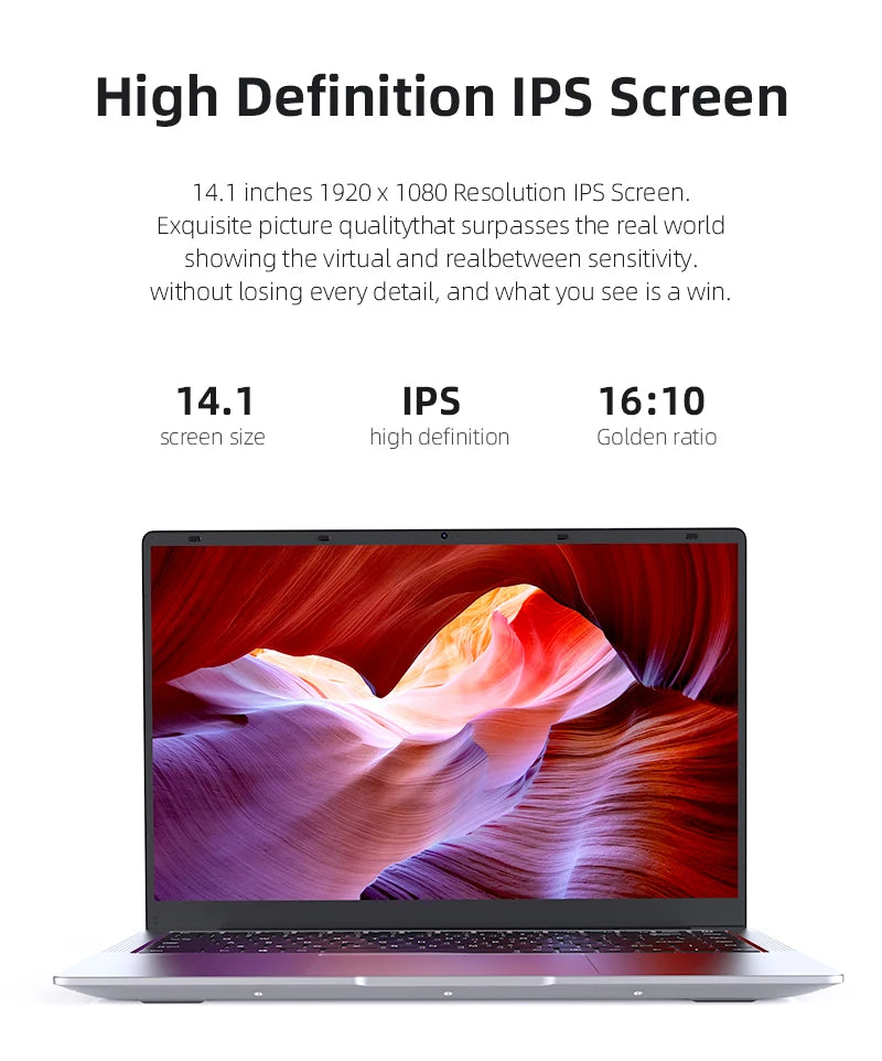 Laptop  Windows 11 Notebook 14.1 Inch Intel Celeron J4025 12GB 512GB 1920*1080 Resolution Office Study PC computer