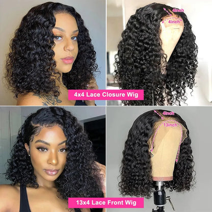 Crown & Glory Wigs   Wigs Human Hair Ready to Go Wear Short Curly Lace Frontal Wigs Human Hair Preplucked Brazilian Wigs for Woman on Sale