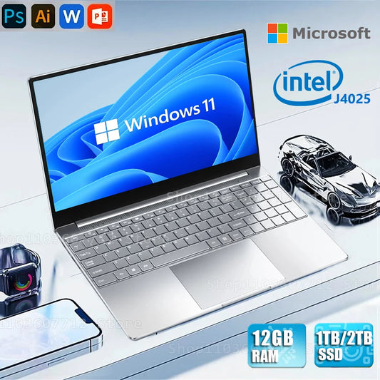 Laptop  Windows 11 Notebook 14.1 Inch Intel Celeron J4025 12GB 512GB 1920*1080 Resolution Office Study PC computer