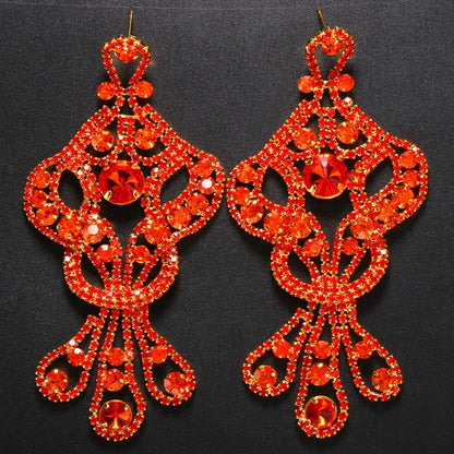 Jewellery    Stone fans Exaggerated AB Crystal Statement Earrings for Women Trendy 2023 Long Drop Earrings Luxe Drag Queen Jewelry