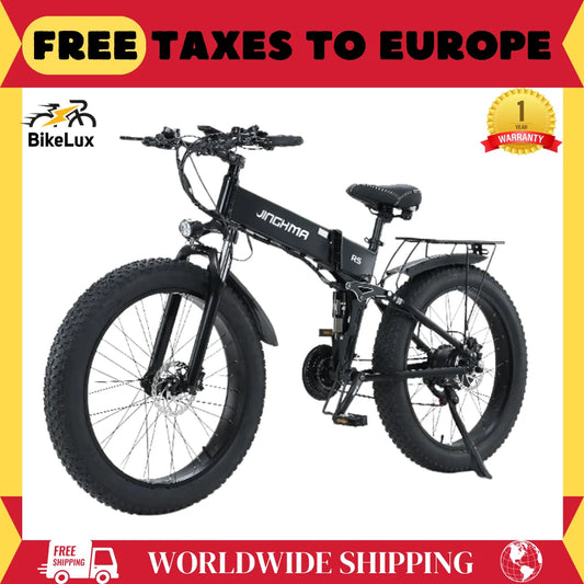 Outdoor  JINGHMA NEW R5 1000W Electric Bicycle 26 Inch Men's Bike 4.0 Fat Tires Ebike 48V 14AH Lithium Battery 45KM/H Mountain Motorcycl