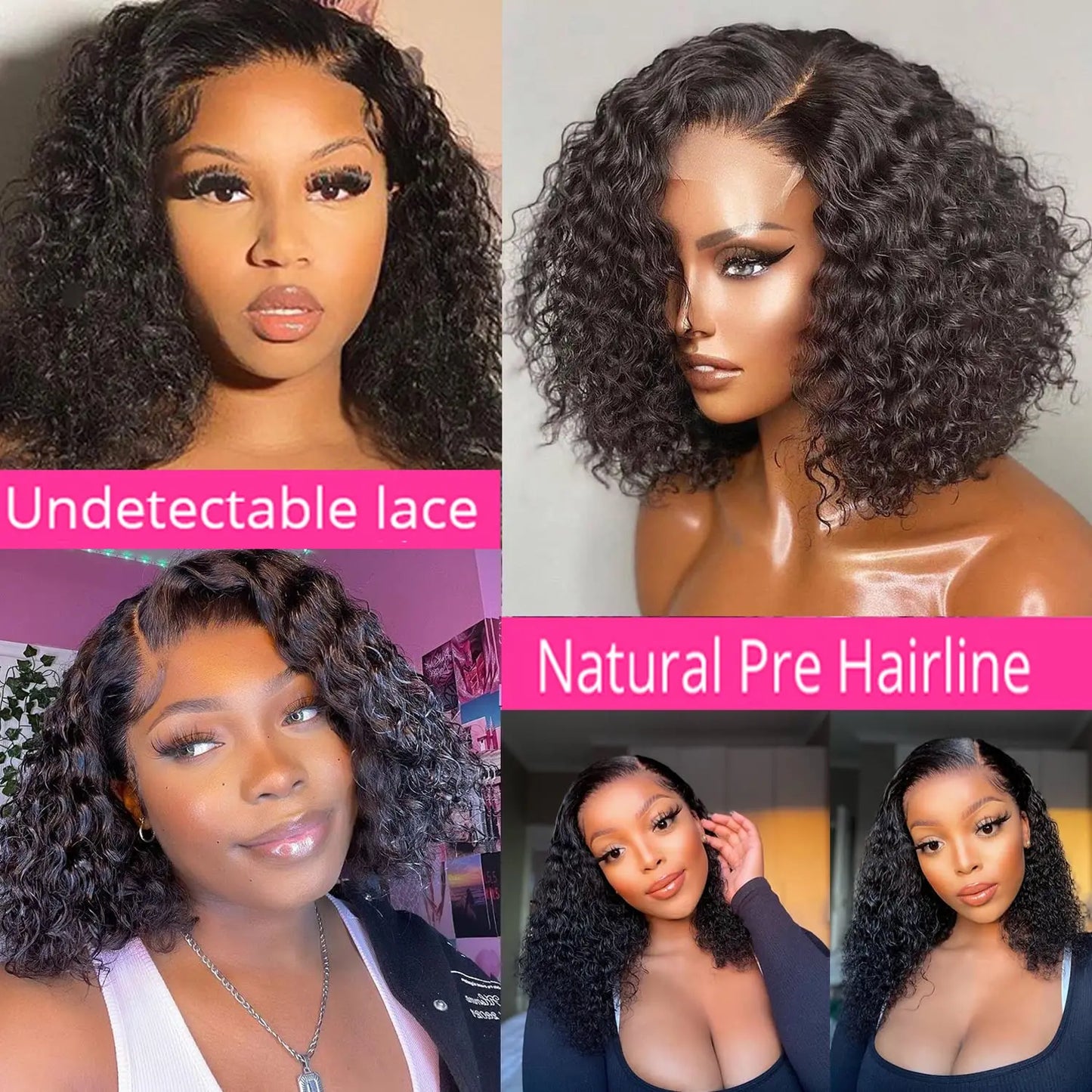 Crown & Glory Wigs   Wigs Human Hair Ready to Go Wear Short Curly Lace Frontal Wigs Human Hair Preplucked Brazilian Wigs for Woman on Sale