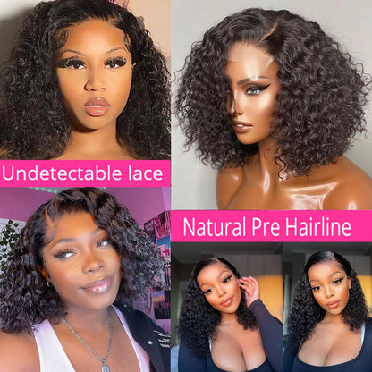 Crown & Glory Wigs   Wigs Human Hair Ready to Go Wear Short Curly Lace Frontal Wigs Human Hair Preplucked Brazilian Wigs for Woman on Sale