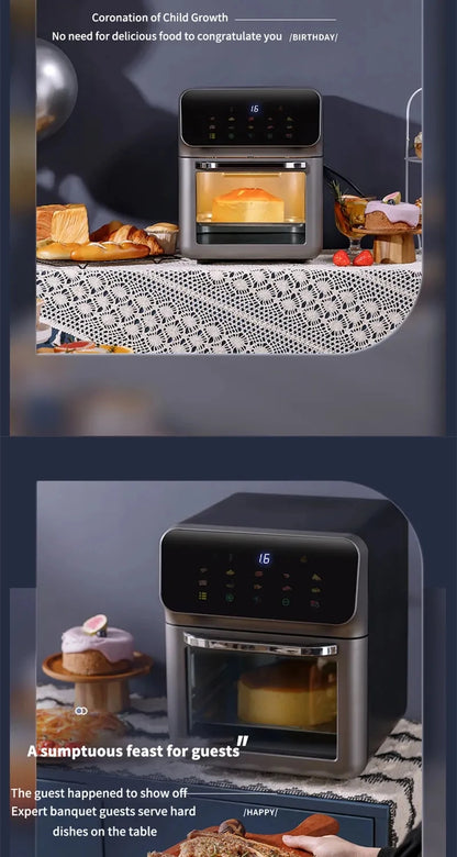 Kitchen  12L Large Capacity Electric Air Fryers Oil-free Automatic Household Kitchen 360°Baking Convection Oven Deep Fryer without Oil