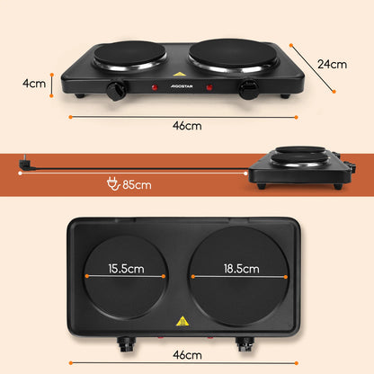 Kitchen AIGOSTAR electric stove, 2500 W portable kitchen hob, 5 level adjustable thermostat, indicator non-slip mat.