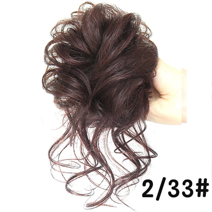 Crown & Glory Wigs  LUPU Synthetic Hair Bun Chignon Messy Curly Hair Band Elastic Scrunchy False Hair Pieces For Women Hairpins Black Brown