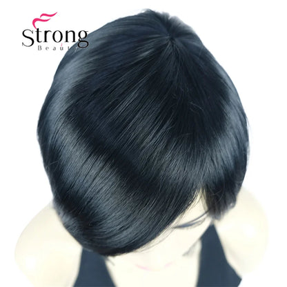 Crown & Glory Wigs Strong Beauty Women's Brown Short Straight Bob Wig with Side Bangs Synthetic Full Hair Wigs Heat Resistant