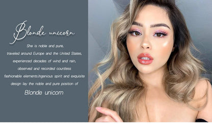 Crown & Glory Wigs  Blonde Unicorn Synthetic Wig Medium Long Ombre Blonde to Platinum For Women Daily Party Cosplay Wigs Heat Resistant Fiber Hair