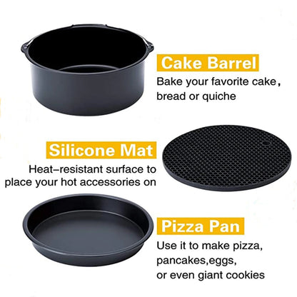 Kitchen   7 Inch/8 Inch Air Fryer Accessories Airfryer Baking Mould Non-Stick baking Basket Round For Kitchen Accessories Dropshipping