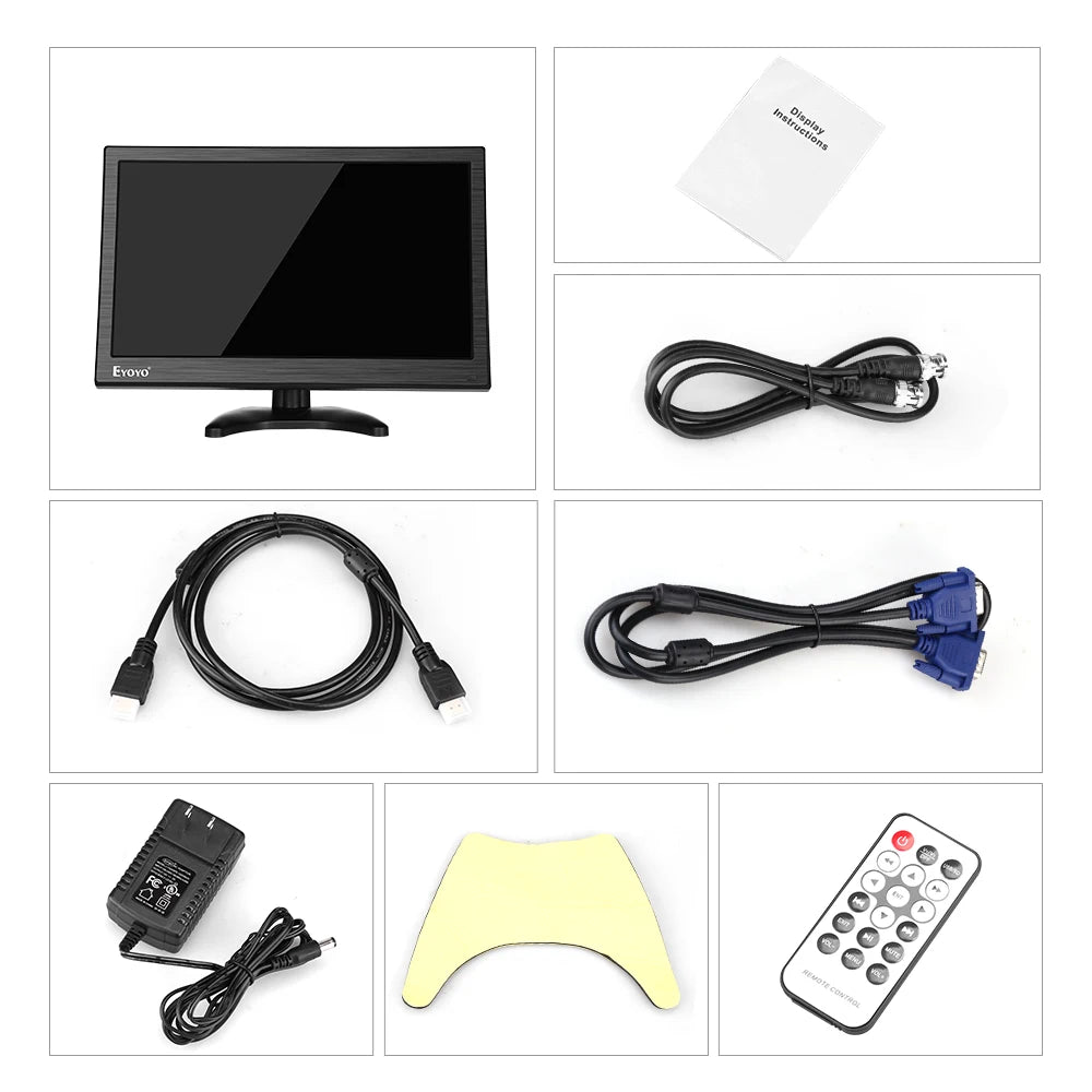 Laptop Desktop  Eyoyo 15.6'' IPS Screen Monitor HDMI Display 1920x1080 AV/VGA/BNC/USB HDMI port 178° with remote control FHD monitor for PC CCTV